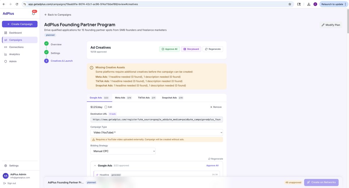 AdPlus AI campaign planning and review
